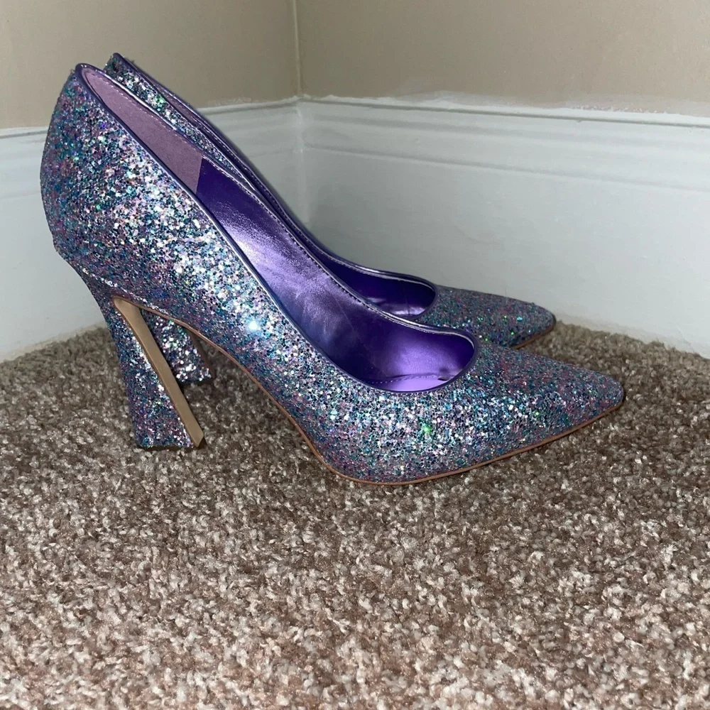Nine West Tatiana Pumps Purple Glitter Heels‎ Size 8